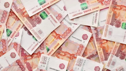Wealthy Russian banknotes 5000 rubles a lot of money Video stock 164816901
