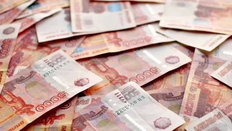 Wealthy Russian banknotes 5000 rubles a lot of money Stock Footage 164816963