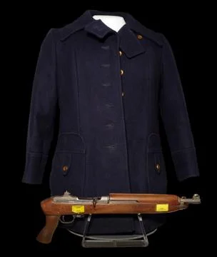 Weapon and Coat worn by Patty Hearst during the SLA bank robbery - 1974 Stock Photos
