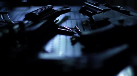Weapon arsenal on a table Stock Footage 36082562