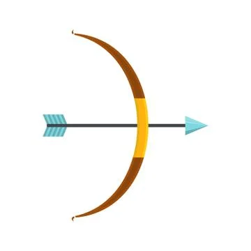 Weapon bow icon, flat style 스톡 일러스트