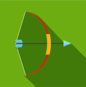 Weapon bow icon, flat style Illustrazione stock