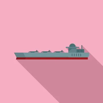 Weapon carrier ship icon flat vector. Navy battleship Stock Illustration