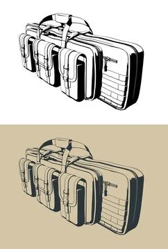 Weapon case with molle pouches Stock Illustration