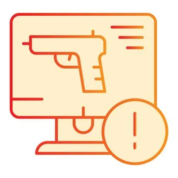 Weapon on computer flat icon. Computer attack orange icons in trendy flat style Stock Illustration