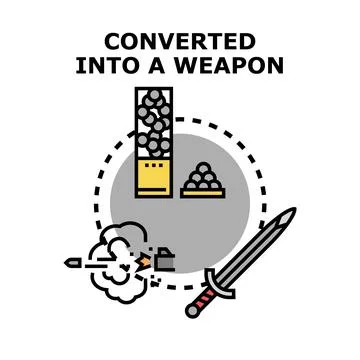 Weapon conversion concept with ammunition and sword Stock Illustration