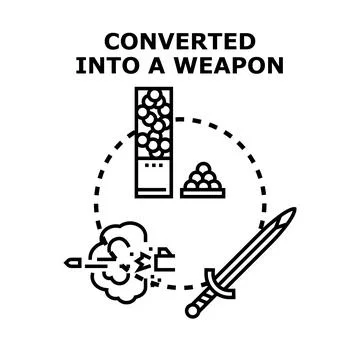 Weapon conversion concept with ammunition and sword Stock Illustration
