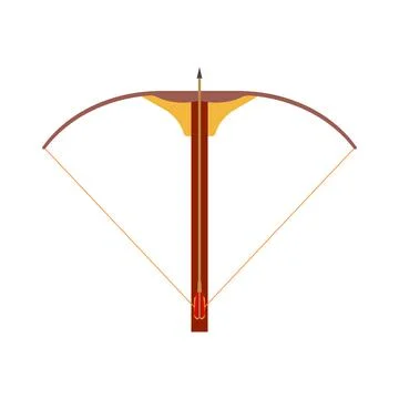 Weapon crossbow vector illustration with arrow target isolated white. Medieva Stock Illustration