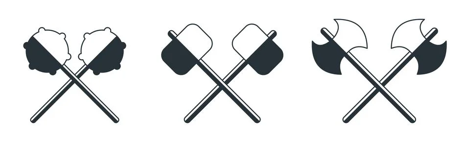 Weapon crossed heraldry element flat icon set イラスト素材