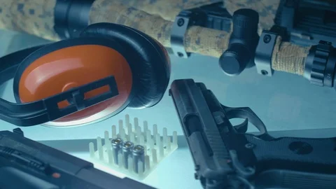 Weapon on CSI expert table Stock Footage 86413526