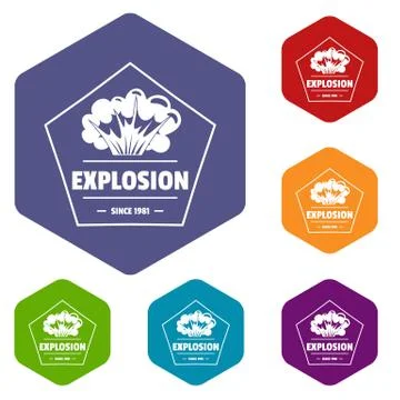 Weapon explosion icons vector hexahedron Stock Illustration