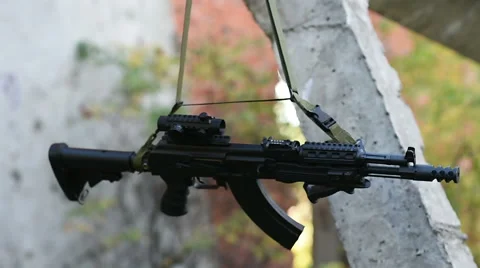 The weapon hangs and shakes Stock Footage 59855121