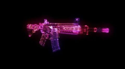 Weapon Hologram Wireframe. Nice 3D Render on a black background Stock Illustration