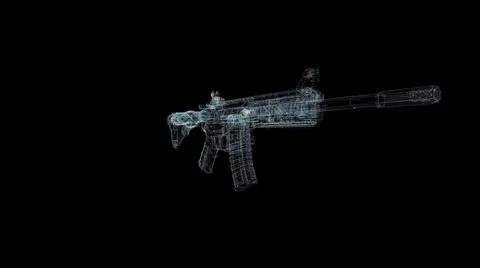 Weapon Hologram Wireframe. Nice 3D Render on a black background Stock Illustration