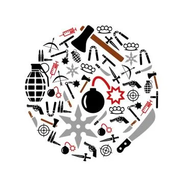 Weapon icons in circle Stock Illustration