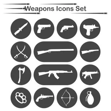 Weapon icons set Stock Illustration
