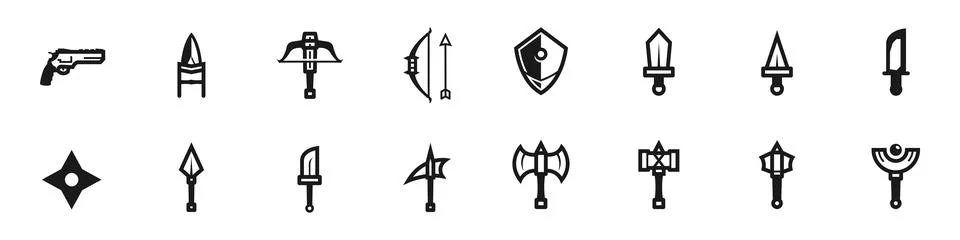 Weapon icons set Stock Illustration