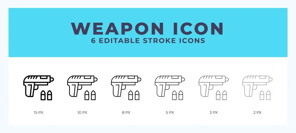 Weapon line icon. Vector icon symbol. Logo illustration. Editable line icon. Stock Illustration