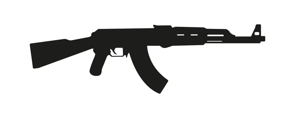 Weapon rifle ak 47 vector silhouette Stock Illustration