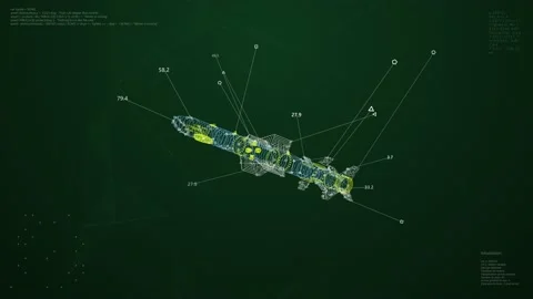 Weapon Scanning Interface Animation. HUD Missile Analyze. Abstract holographic Stock Footage 197561946