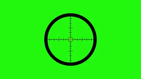 Weapon scope with numbers around the focus point with a green screen Stock Footage 300594268
