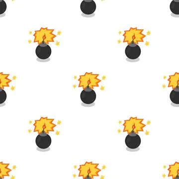 Weapon Seamless Pattern Bomb Isolated on White Background. Weapon Seamless... Stock Photos