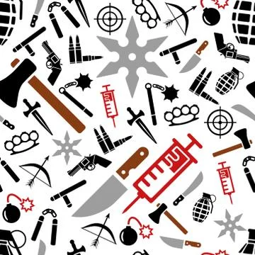 Weapon seamless pattern Stock Illustration