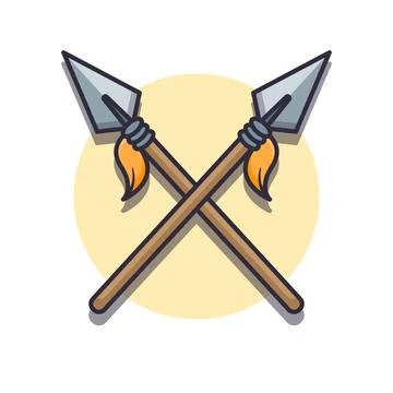 Weapon spear. cartoon vector illustration. Stock Illustration