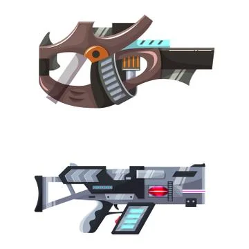 Weapon vector space gun blaster laser gun with futuristic handgun and fantastic Stock Illustration