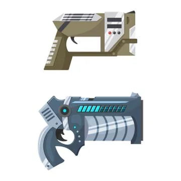Weapon vector space gun blaster laser gun with futuristic handgun and fantastic Stock Illustration