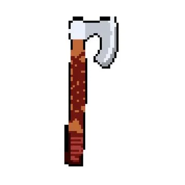 Weapon viking axe pixel art vector illustration Illustrazione stock