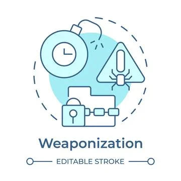 Weaponization soft blue concept icon Stock Illustration