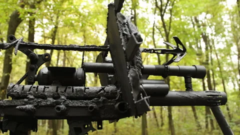 Weaponized structure, sharp attachments, reinforced metal Stock-Footage 292564776