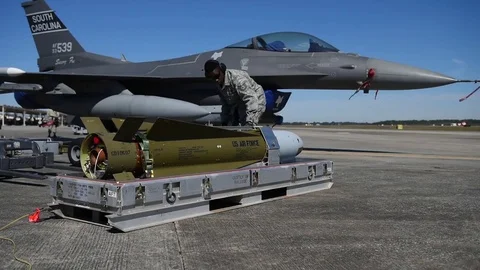 Weaponry for building and loading program with F-16 Stock Footage 83310006