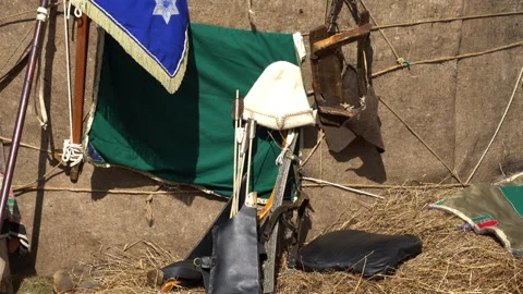 Weapons and ammunition of the medieval Bashkir warrior 動画素材 207352647