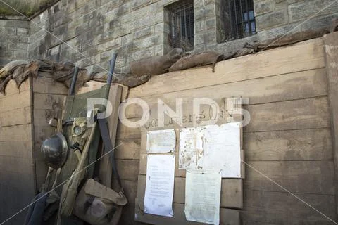 Weapons and orders in WWI trenches Stock Photos