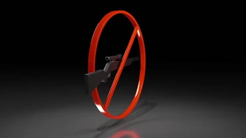 Weapons are prohibited, looped animation on a black background 3d. Red Stock Footage 226529146