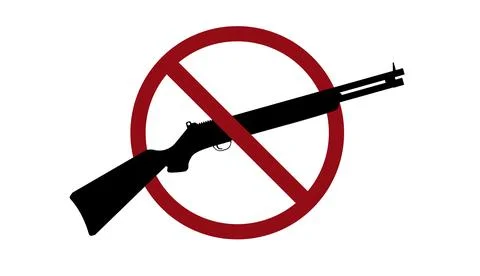 Weapons ban prohibit icon. Not allowed illegal gun Stock Illustration