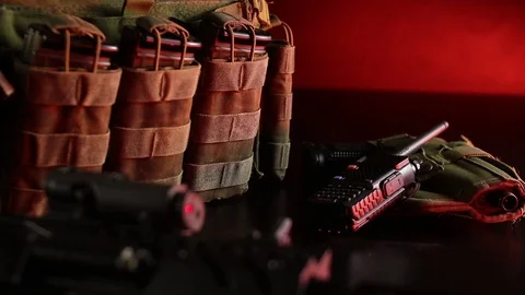 Weapons on black background Stock Footage 101825921