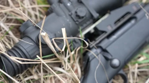 The weapons of choice for an expert hunter. Video stock 296086247