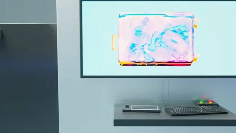 Weapons detection system for airport baggage screening. X-ray security Gun. Video stock 201220592