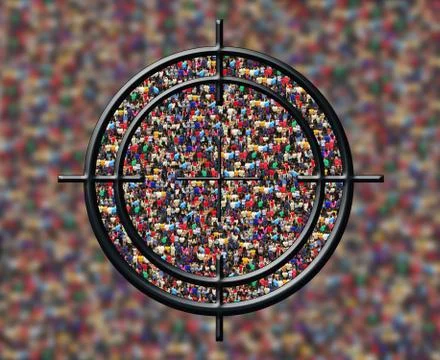 Weapons directed at a crowd of people Stock Photos