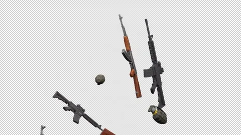 Weapons fountain – 3d render with alpha channel. Vídeos de archivo 334186789