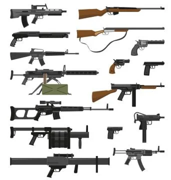 Weapons Guns Set Stock Illustration