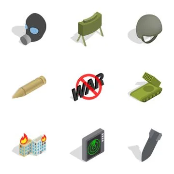 Weapons icons set, isometric 3d style Illustrazione stock