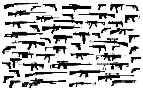 Weapons silhouette set. Stock Illustration