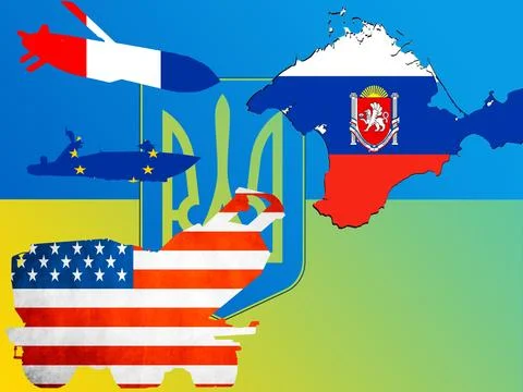 Weapons supplied by various countries for attacks on Crimea in the colors o.. Stock Illustration