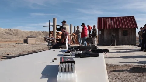 Weapons Training on a Shooting Range* Video stock 114625033