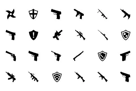 Weapons Vector Icons Set Stock Illustration