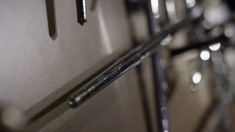 Weapons on the wall of a dojo rack focus Stock Footage 81611351